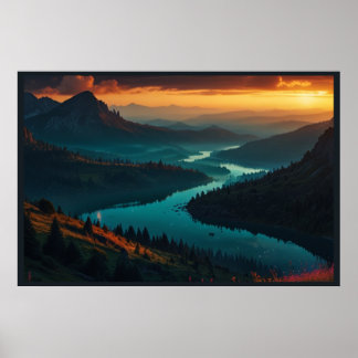 Affiche de ciel nocturne aux lumières nordiques rê