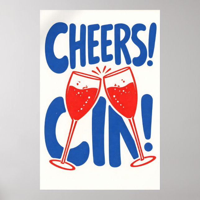 Affiche de cinéma Rétro Cheers, typographie de coc (Devant)