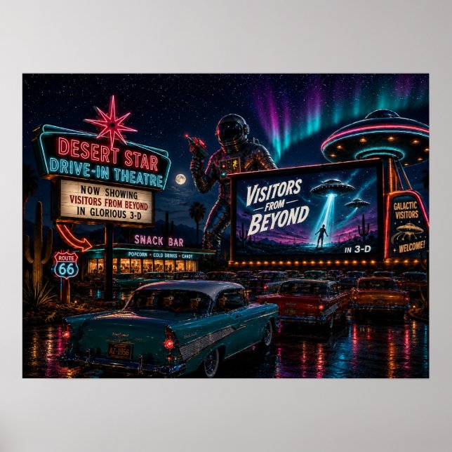 Affiche de cinéma rétro de science-fiction Visitor (Devant)