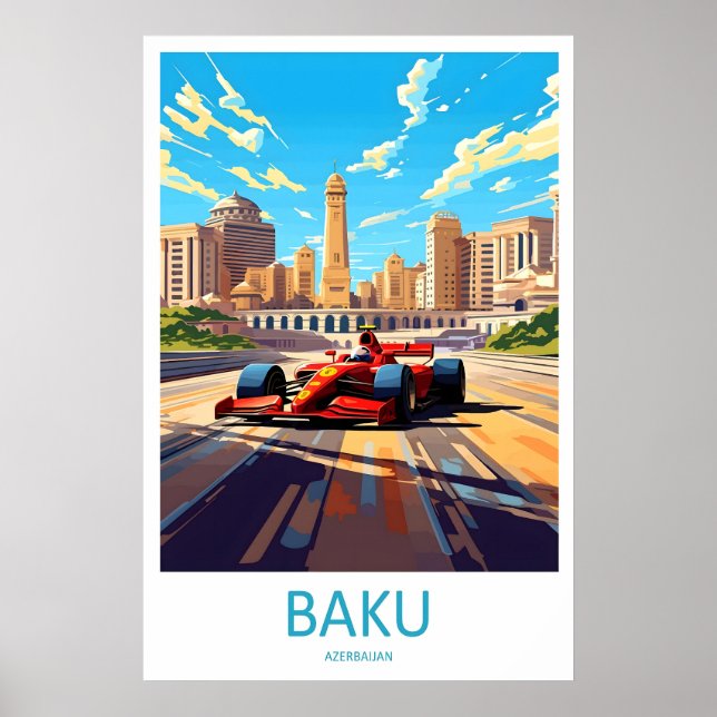 Affiche de circuit de Bakou Impression de voyage à (Devant)