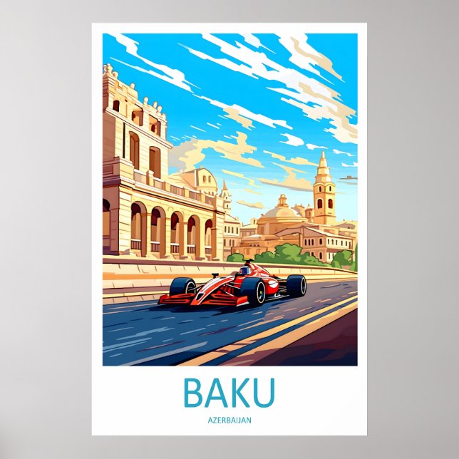 Affiche de circuit de Bakou Impression de voyage à (Devant)