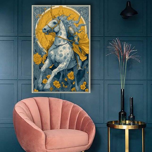 Affiche de cirque Art Nouveau en bleu et jaune (Créateur téléchargé)