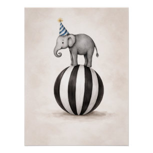 Affiche de cirque éléphant pour enfants