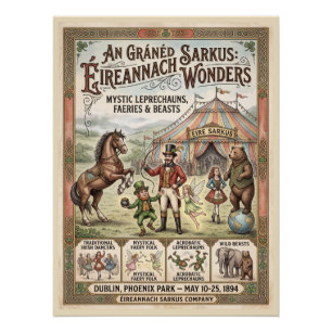 Affiche de cirque irlandais vintage - Leprechauns