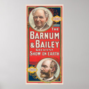 Affiche De Cirque Montrant Des Portraits De Barnum