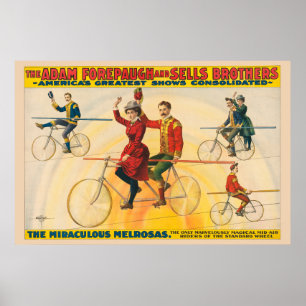 Affiche De Cirque Montrant Des Vélos Sur Tightrope