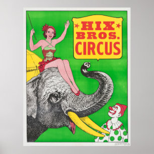 Affiche De Cirque Montrant Une Femme Et Un Éléphan