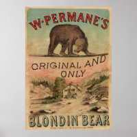 Affiche de cirque vintage 1880 Blondin Bear Art Pr