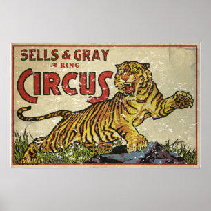 Affiche de cirque vintage - vers 1930 - en détress