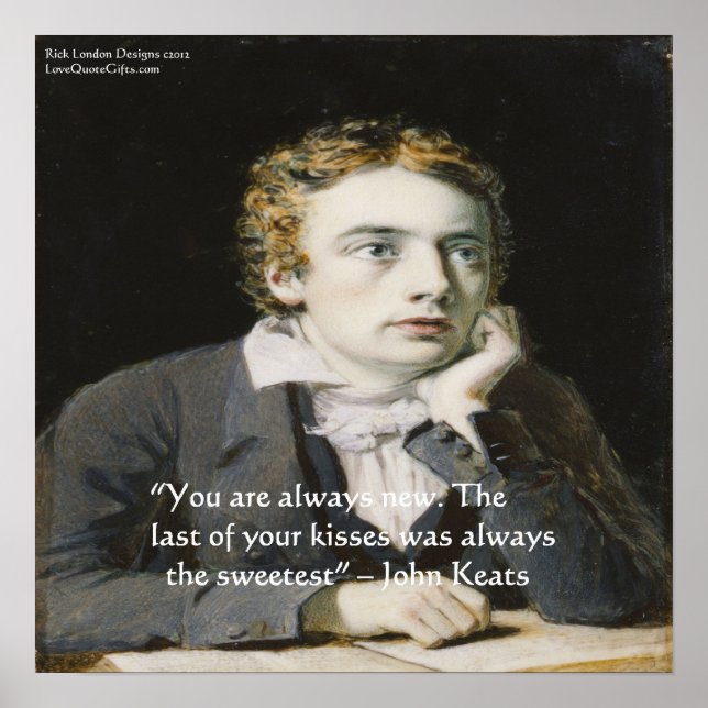 Affiche de citation d'amour de John Keats "Baisers (Devant)