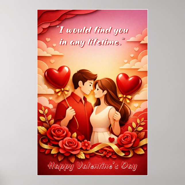 Affiche de citation d'amour pour la Saint-Valentin (Devant)