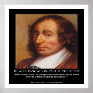Affiche de citation de Blaise Pascal & Mal religie