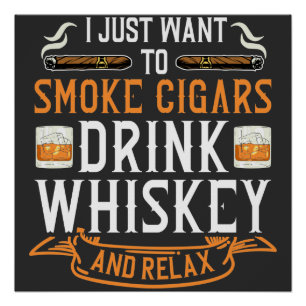 Affiche de citation de cigar et de whisky