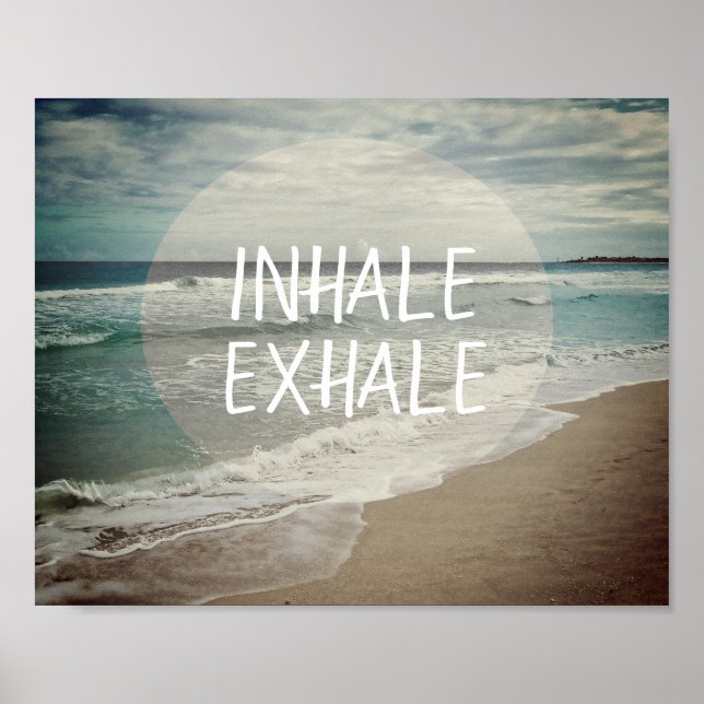affiche de citation de l'océan bleu inhale exhale (Devant)