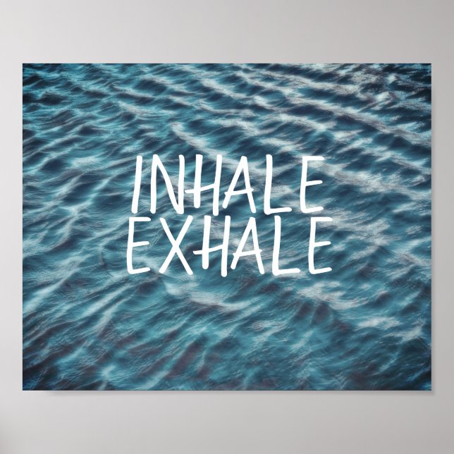 affiche de citation de l'océan bleu inhale exhale (Devant)