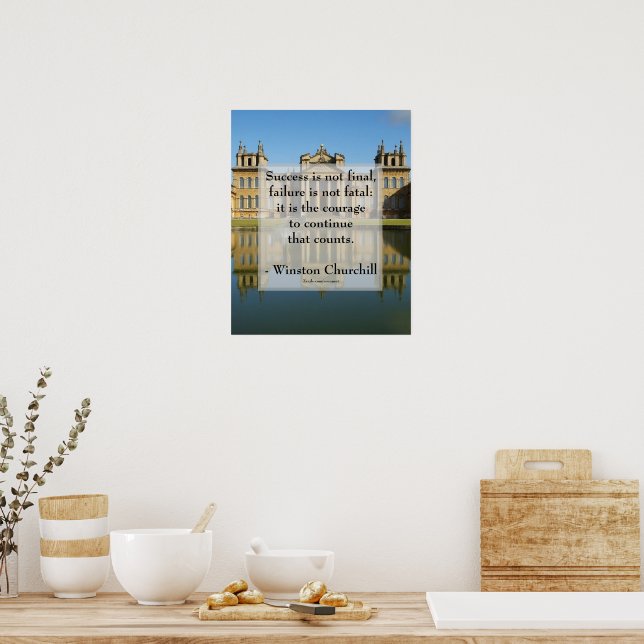 Affiche de citation de réussite de Churchill au pa (Cuisine)