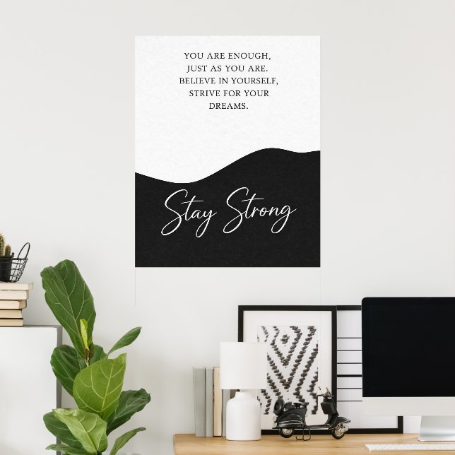 Affiche de citation d'encouragement noir et blanc (Bureau à domicile)