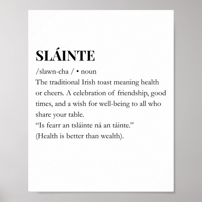 Affiche de citation drôle d'Irlande moderne Slaint (Devant)