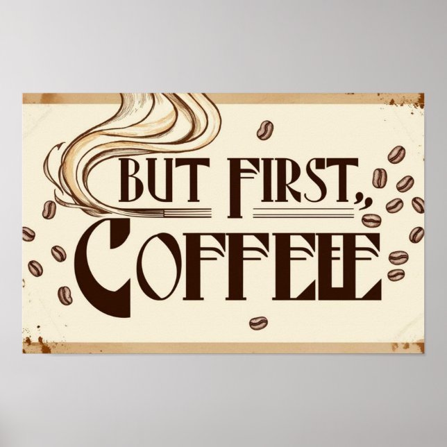 Affiche de citation pour amateur de café avec tour (Devant)