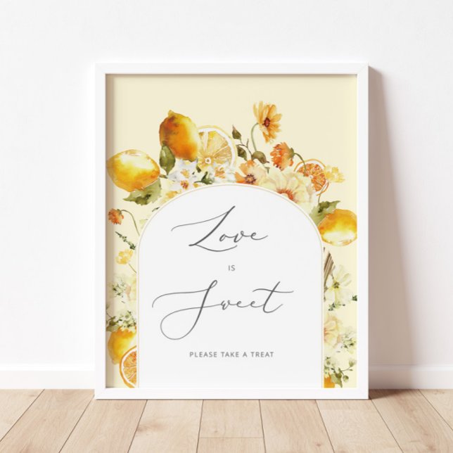 Affiche de citron floral Amour est doux (Créateur téléchargé)