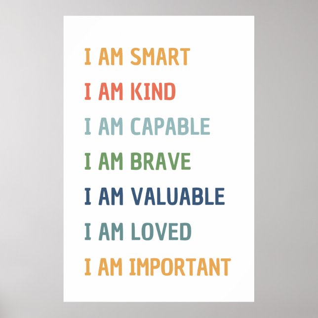 Affiche de classe I Am Affirmations (Devant)