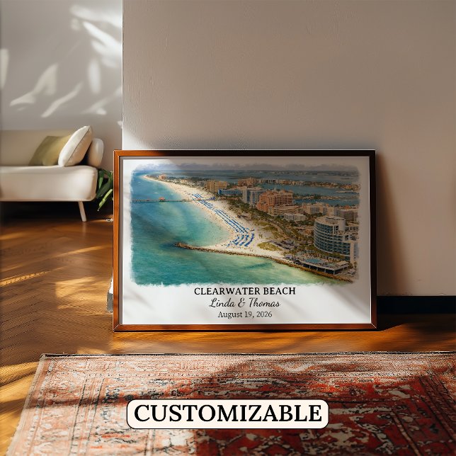 Affiche de Clearwater Beach Floride, Aquarelle (Créateur téléchargé)