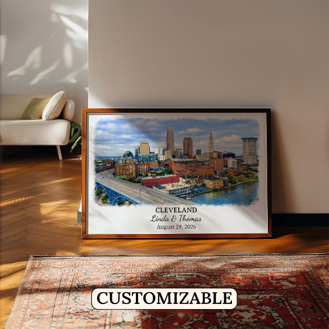 Affiche de Cleveland Ohio, Aquarelle, Sur mesure (Créateur téléchargé)
