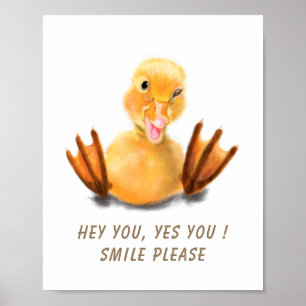 Affiche de clin d'œil de caneton jaune joueur sour