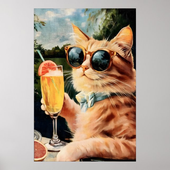 Affiche de club de campagne félin impression d'art (Devant)