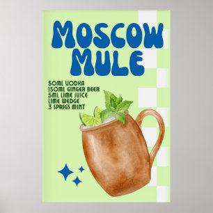 Affiche de cocktail Mule Retro de Moscou