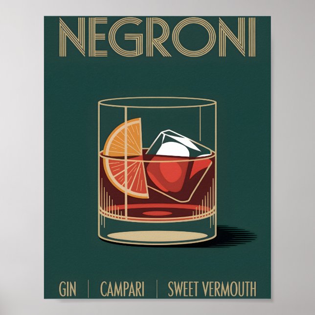 Affiche de cocktail Negroni vintage pour la maison (Devant)