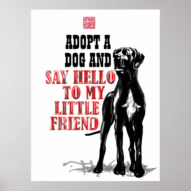 Affiche de code QR pour don au refuge pour Dogues  (Devant)