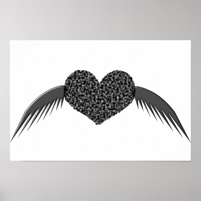 Affiche de cœur d'amour ailé gothique (Devant)