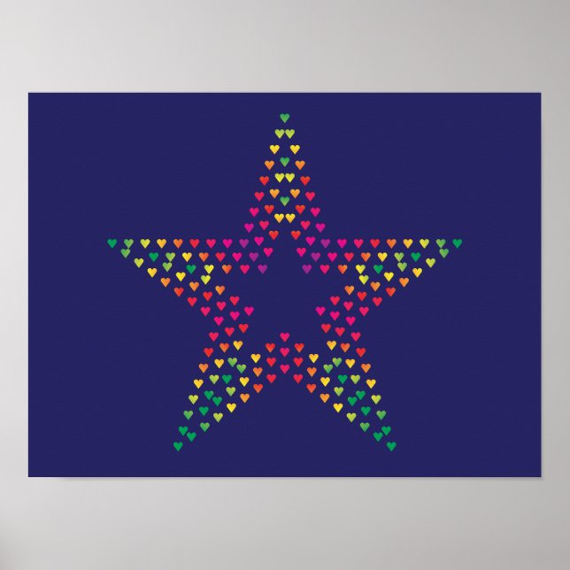Affiche de coeurs d'étoile décoratifs  (Devant)