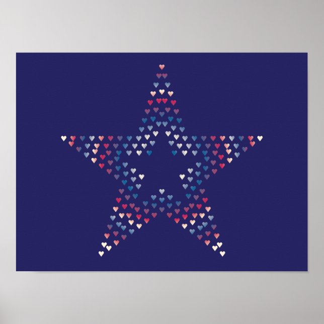 Affiche de coeurs d'étoile décoratifs  (Devant)