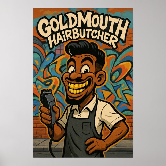 Affiche de coiffeur Goldmouth (Devant)