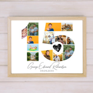 Affiche de collage de photos de 15e anniversaire