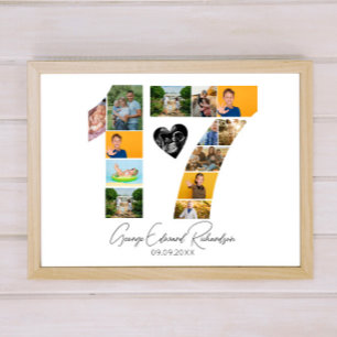 Affiche de collage de photos de 17e anniversaire