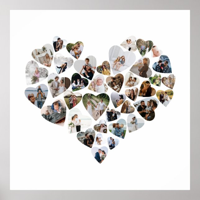 Affiche de collage de photos de coeur 39 photos Sa (Devant)