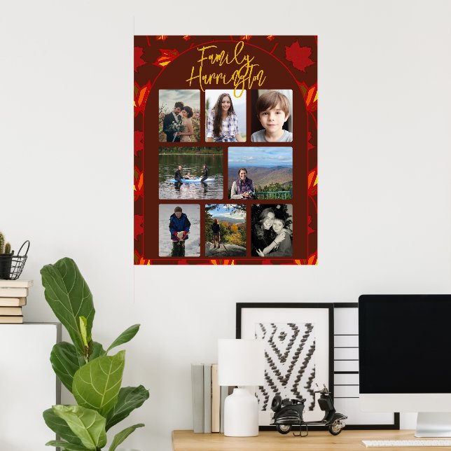 Affiche de collage de photos de famille Feuilles d (Bureau à domicile)