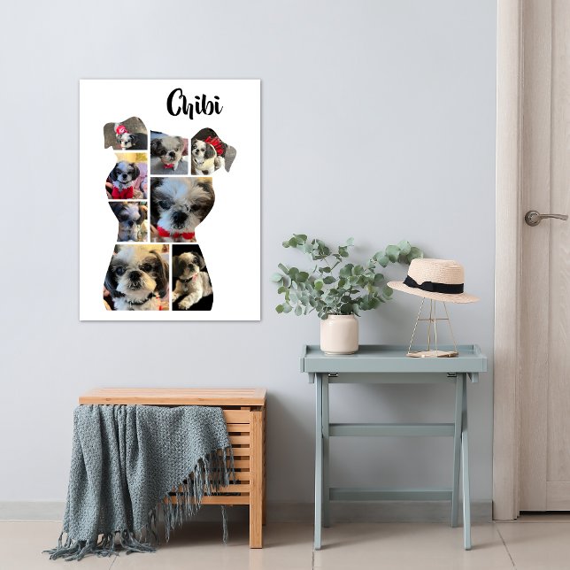 Affiche de collage de photos en forme de chien (Dog photo collage poster)