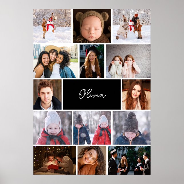 Affiche de collage de photos personnalisée avec no (Devant)