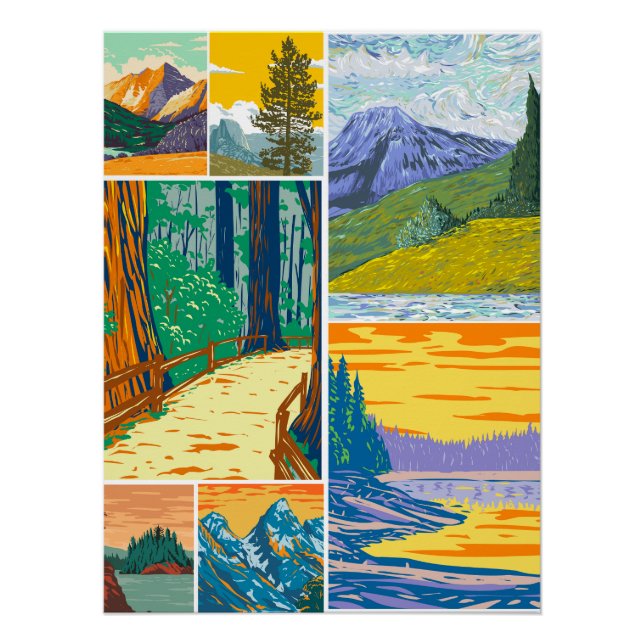 Affiche de collage forestier inspirée de la nature (Devant)