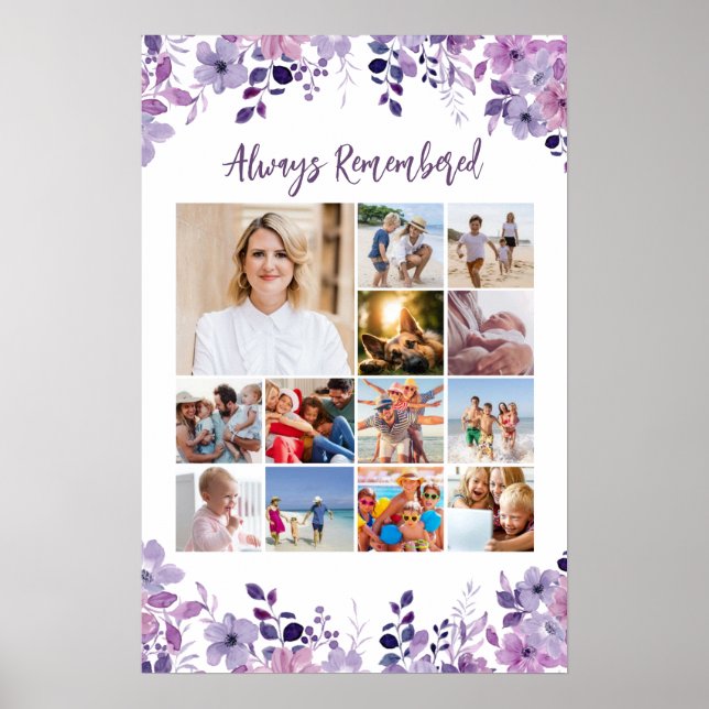 Affiche de collage photo commémoratif avec fleurs  (Devant)