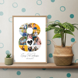 Affiche de collage photo de 8e anniversaire Cadeau