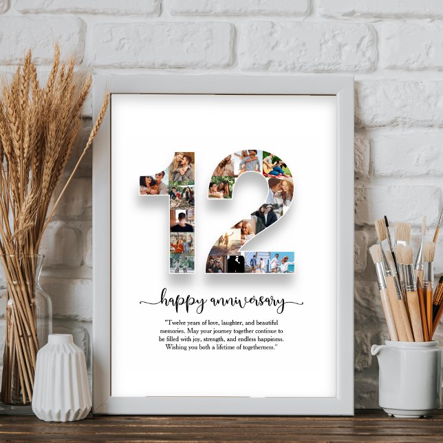 Affiche de collage photo pour le 12e anniversaire (Créateur téléchargé)