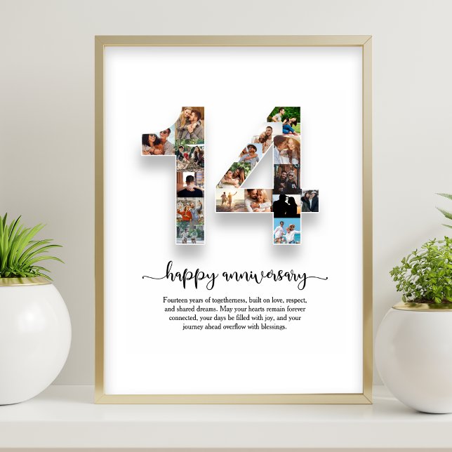 Affiche de collage photo pour le 14e anniversaire (Créateur téléchargé)