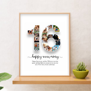 Affiche de collage photo pour le 16e anniversaire