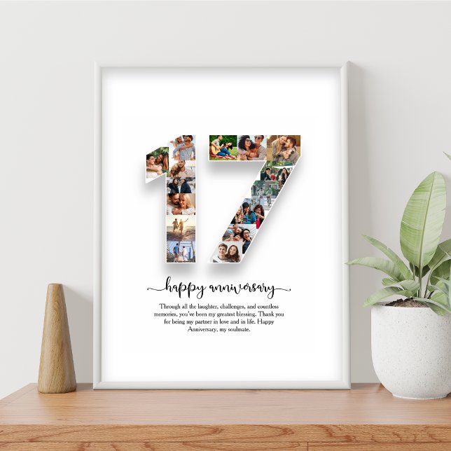 Affiche de collage photo pour le 17e anniversaire (Créateur téléchargé)