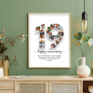 Affiche de collage photo pour le 19e anniversaire